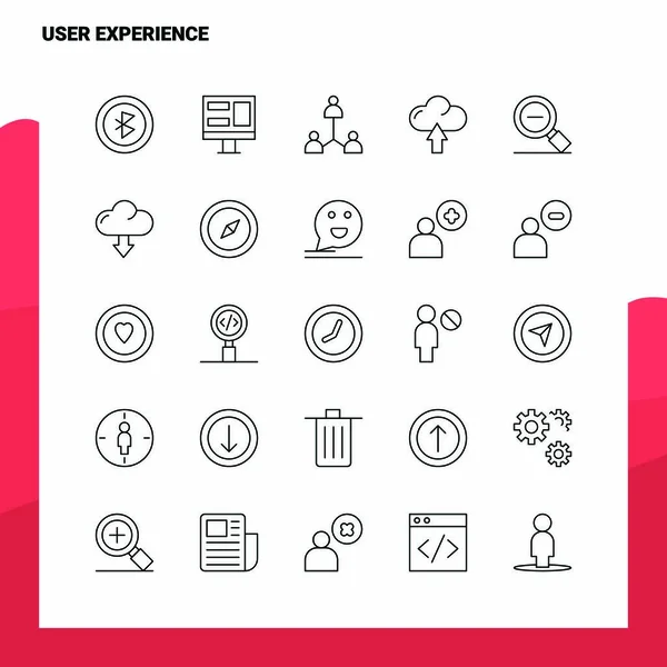 Conjunto de iconos de línea de experiencia de usuario conjunto 25 iconos. Minimalismo vectorial — Archivo Imágenes Vectoriales