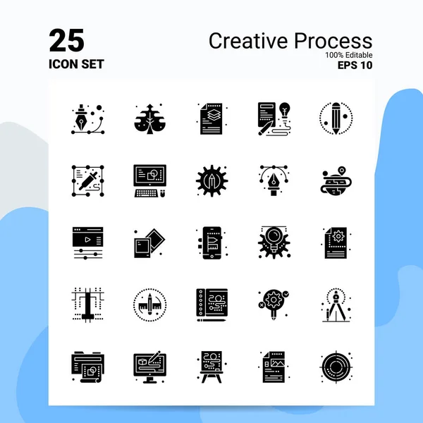 25 Creatieve proces icoon set. 100% bewerkbare Eps 10 bestanden. Bedrijfsleven — Stockvector