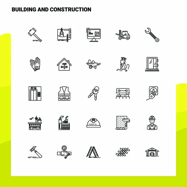 Set of Building and Construction Line Icon set 25 Icons. Vector — Stock Vector