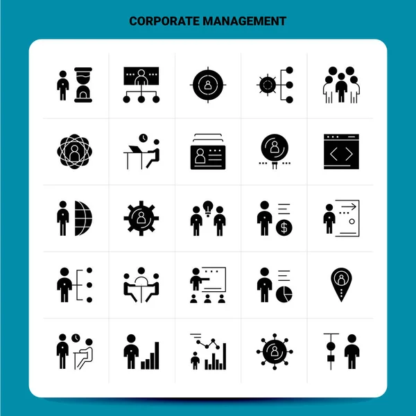Sólido 25 Conjunto de iconos de gestión corporativa. Estilo de glifo vectorial Desig — Archivo Imágenes Vectoriales