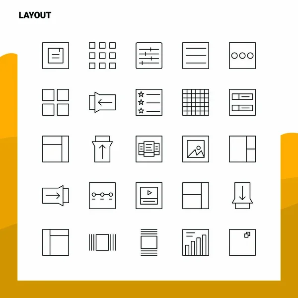 Set of Layout Line Icon set 25 Icons. Vector Minimalism Style De — Stock Vector