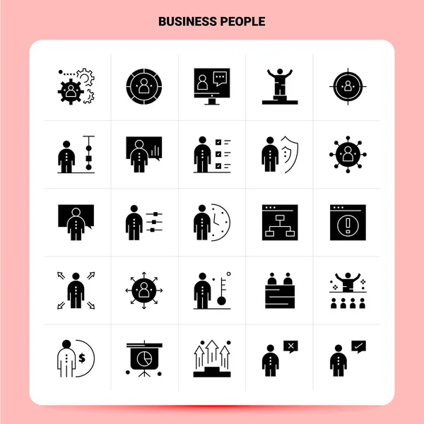 Στερεά 25 Business People Icon σετ. Διάνυσμα Glyph Σχεδιασμός στυλ Bla — Διανυσματικό Αρχείο