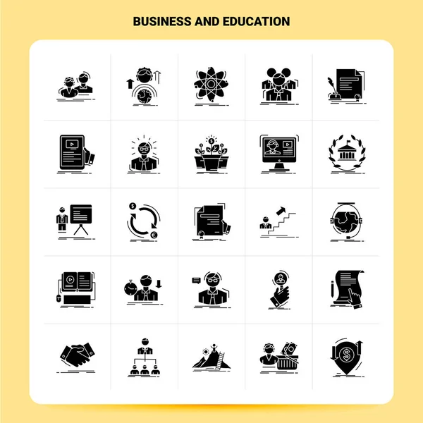 Набір піктограм Solid 25 Business and Education. Векторний стиль Glyph Des — стоковий вектор