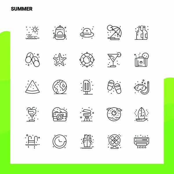 Set of Summer Line Icon set 25 Icons. Векторный стиль — стоковый вектор