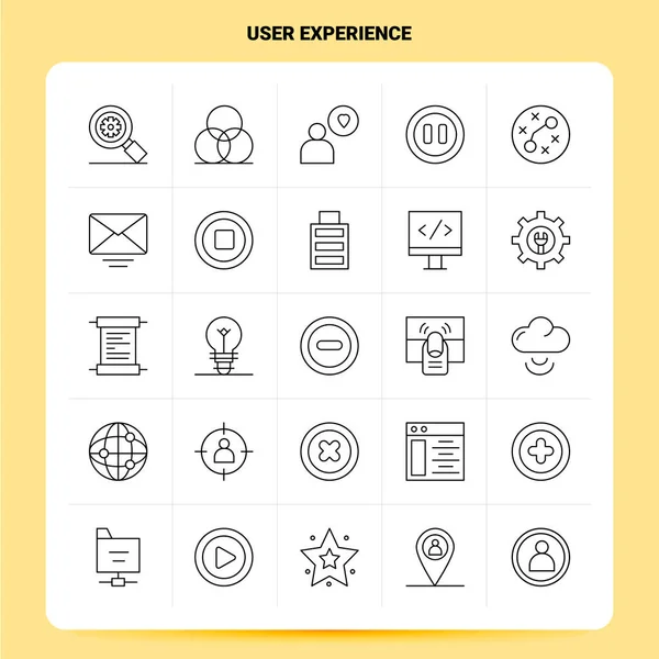 Redogör för 25 User Experience Icon set. Vector Line Style Design Bl — Stock vektor
