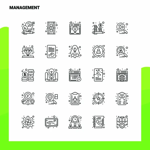 Set of Management Line Icon set 25 Icons. Vector Minimalism Styl — Stock Vector