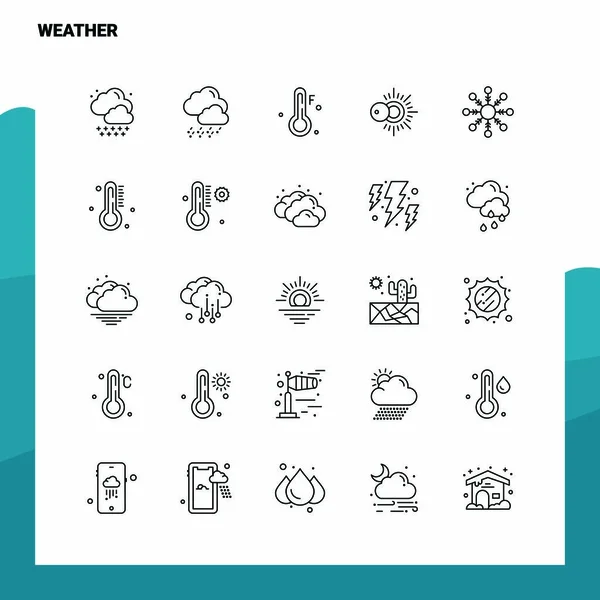 Set of Weather Line Icon set 25 Icons. Vector Minimalism Style D — Stock Vector