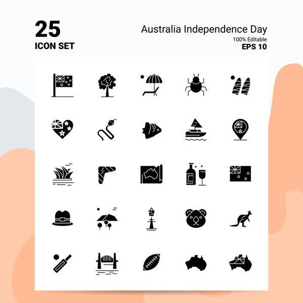 25 Australia Independence Day Icon Set. EPS 10 Fil modificabile al 100% — Vettoriale Stock
