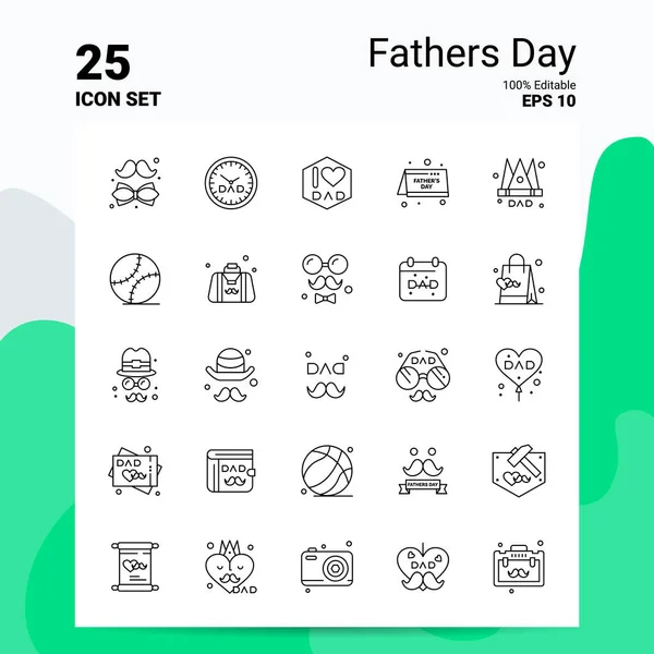 Набор икон "25 Отцов". 100% редактируемый EPS 10 файлов. Business Lo — стоковый вектор