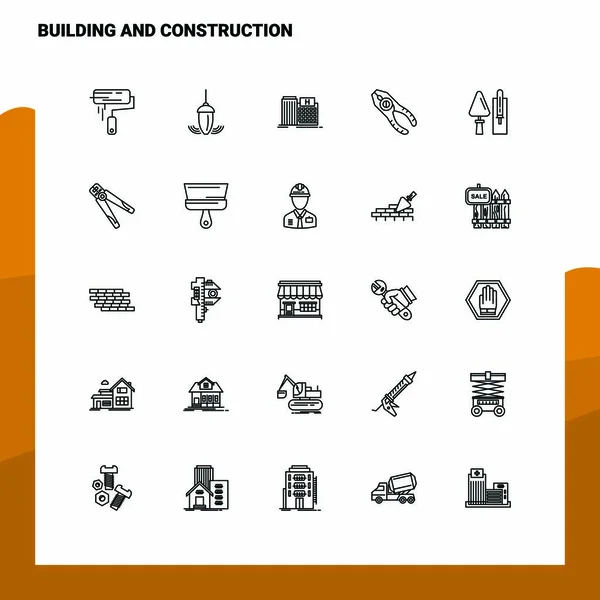 Set de Iconos de Línea de Construcción y Construcción 25 Iconos. Vector — Vector de stock