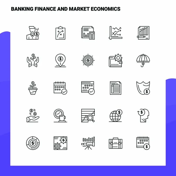 Набор иконки "Банковские финансы и рыночная экономика" — стоковый вектор