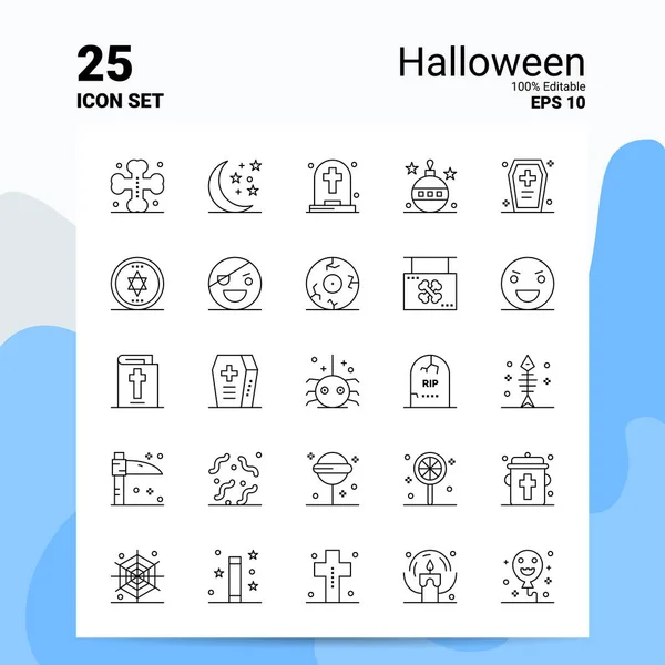 25 Halloween Icon Set. 100% редактируемый EPS 10 файлов. Логотип — стоковый вектор