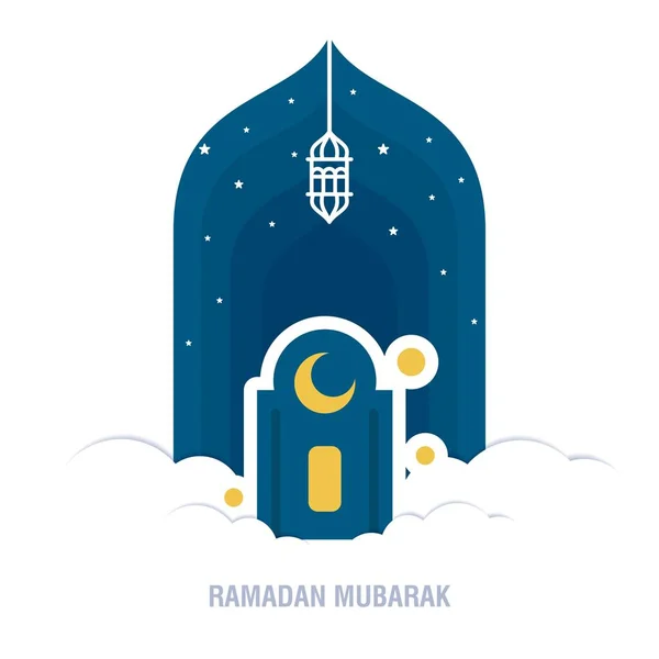 Ramadan Kareem conception islamique croissant de lune et mosquée dôme silh — Image vectorielle