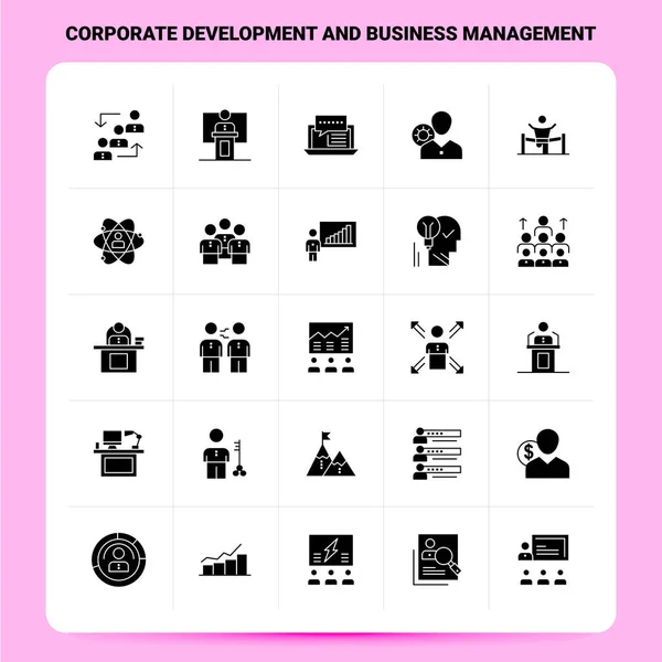 Conjunto de iconos de desarrollo corporativo y gestión empresarial de Solid 25 . — Vector de stock