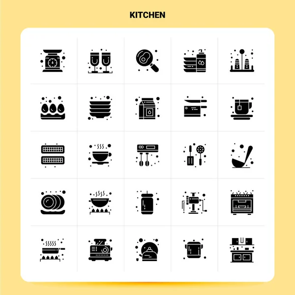 Solid 25 Kitchen Icon set. Vector Glyph Style Design Black Icons — Stock Vector