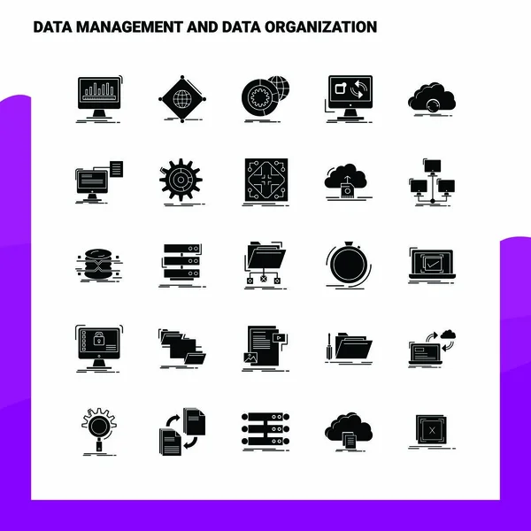25 Icons für Datenmanagement und Datenorganisation. fester Buchstabe i — Stockvektor