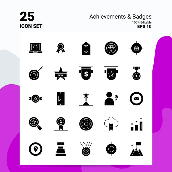 25 Prestaties & Badges Icoon Set. 100% bewerkbare Eps 10 bestanden. B — Stockvector