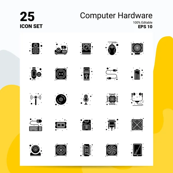 25 Conjunto de iconos de hardware informático. Archivos EPS 10 100% editables. Busin. — Archivo Imágenes Vectoriales