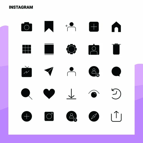 25 Instagram-Symbolset. solide Glyphen-Symbol-Vektor-Abbildungstemperatur — Stockvektor