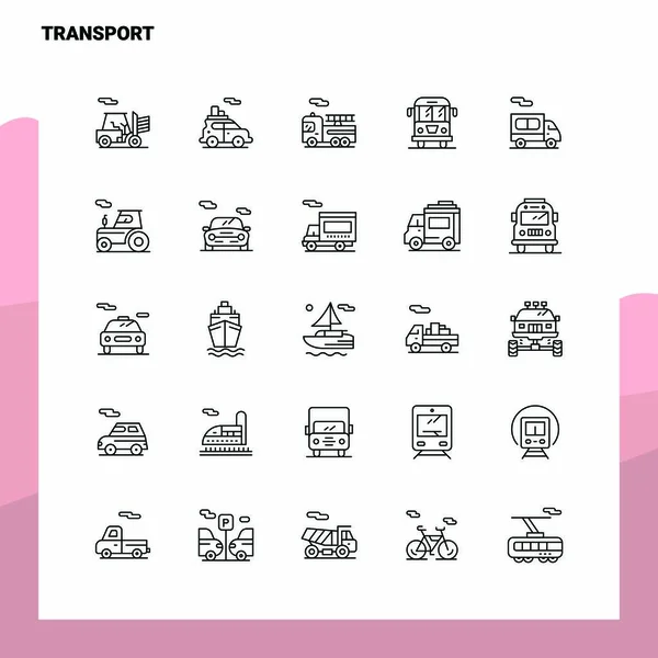 Набор икон "Транспортная линия" - 25 икон. Векторный минимализм — стоковый вектор