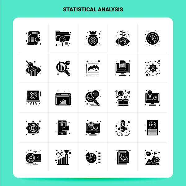 Solid 25 Statistical Analysis Icon set (en inglés). Estilo de glifo vectorial Desig — Archivo Imágenes Vectoriales