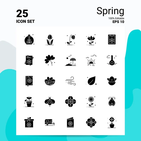25 Set de iconos de primavera. Archivos EPS 10 100% editables. Logo del negocio Co — Vector de stock