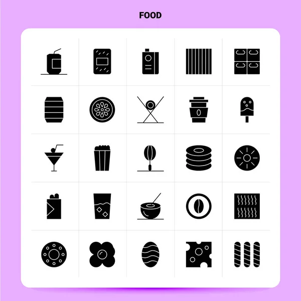 Solid 25 Food Icon set. Vector Glyph Style Design Black Icons Se — Stock Vector