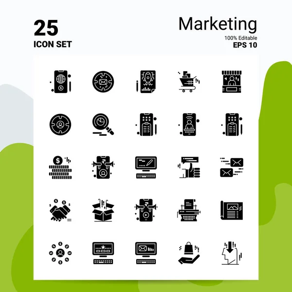 25 Marketing Icoon Set. 100% bewerkbare Eps 10 bestanden. Zakelijk logo — Stockvector