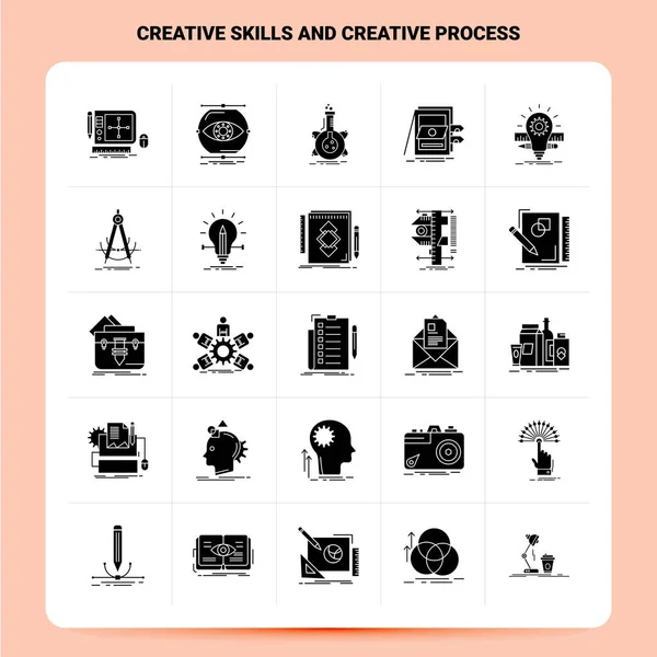 Solid 25 Creative Skills And Creative Process набір піктограм. Вектор G — стоковий вектор
