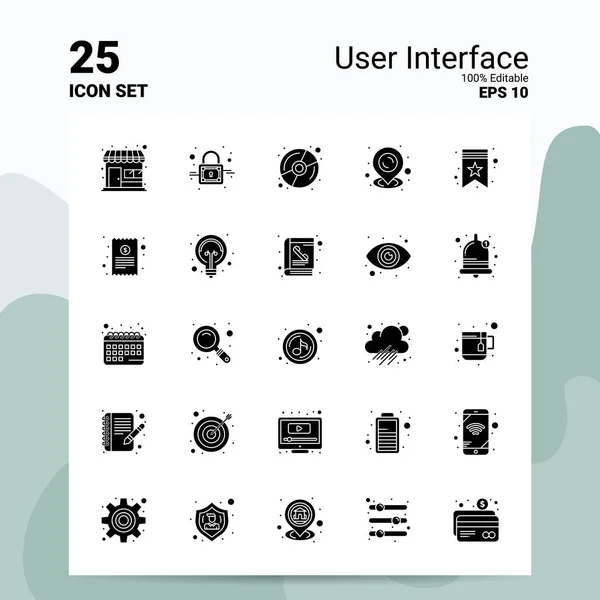 25 User Interface Icoon Set. 100% bewerkbare Eps 10 bestanden. Ondernemingen — Stockvector