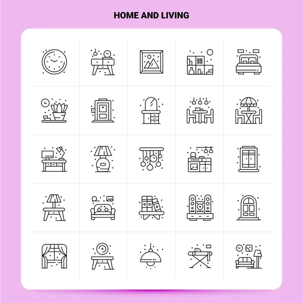 OutLine 25 Home And Living Icon set. Vector Line Style Design Bl — Stock Vector