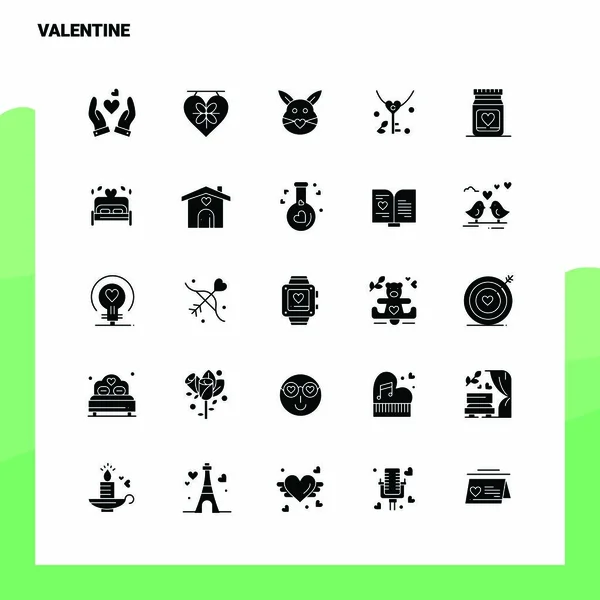 25 Valentine Icon set. Solid Glyph Icon Vector Illustration Temp — Stockový vektor