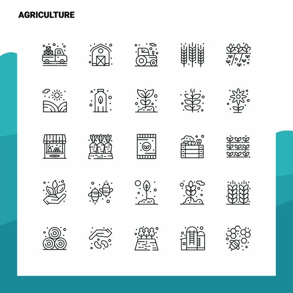 Conjunto de ícones linha agricultura conjunto 25 ícones. Vetor Minimalismo Sty — Vetor de Stock