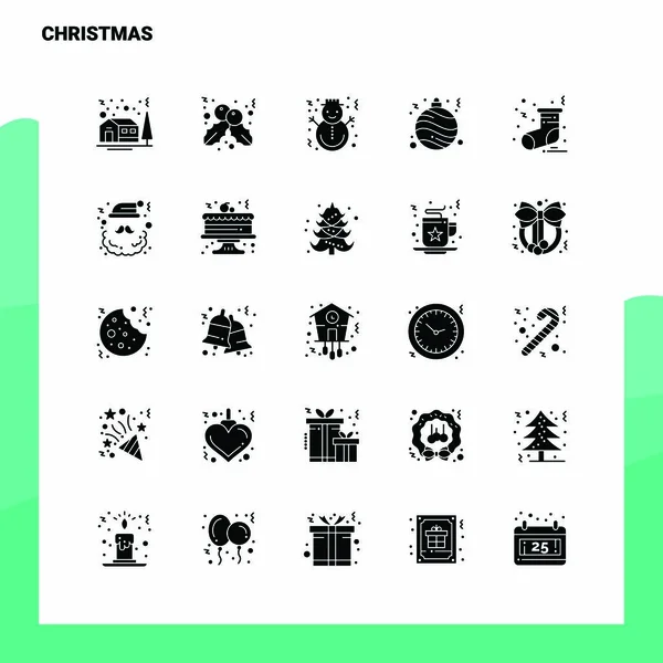 25 ikon świątecznych. Temperatura zilustrowania wektora ikony glifa stałego — Wektor stockowy