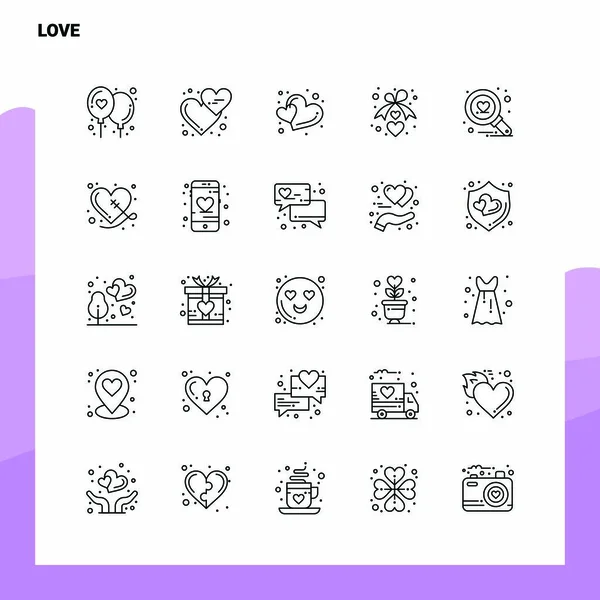 Ensemble d'icône de ligne d'amour ensemble 25 icônes. Style de minimalisme vectoriel Desi — Image vectorielle