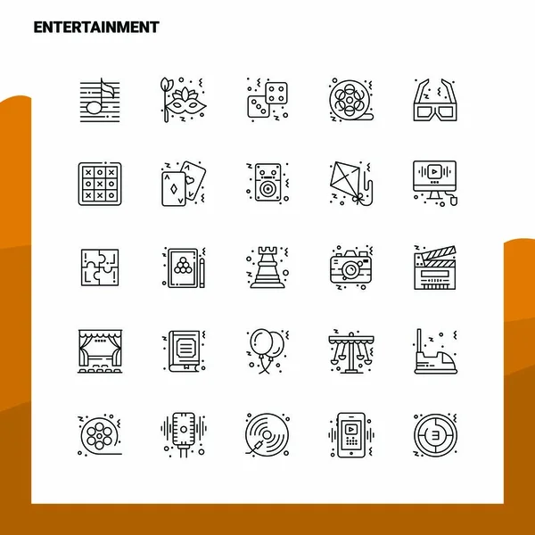 Set of Entertainment Line Icon set 25 Icons. Vector Minimalism S — Stock Vector