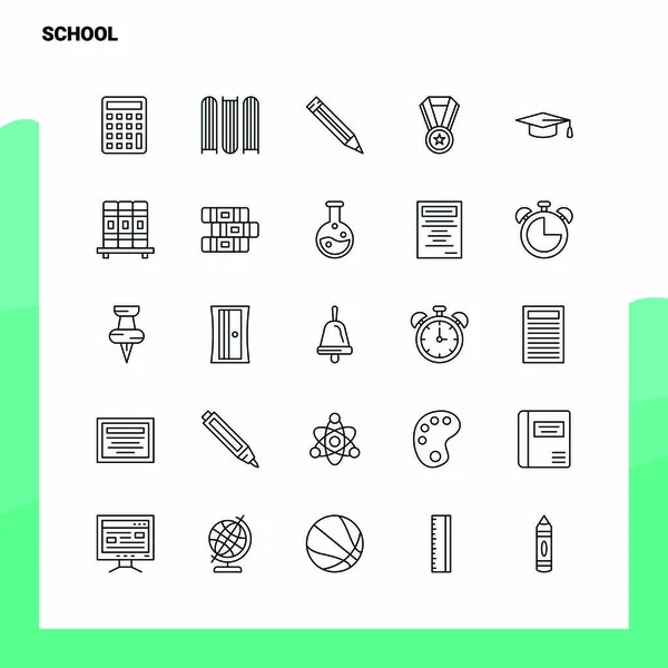 Set of School Line Icon set 25 Icons. Vector Minimalism Style De — Stock Vector