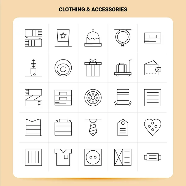 Набор значков одежды и аксессуаров OutLine 25. Векторная линия стиля де — стоковый вектор