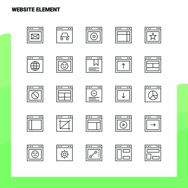 Set of Website Element Line Icon set 25 Icônes. Minimalisme vectoriel — Image vectorielle