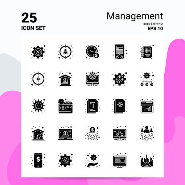25 Ensemble d'icônes de gestion. Fichiers EPS 10 100 % modifiables. Journal des affaires — Image vectorielle