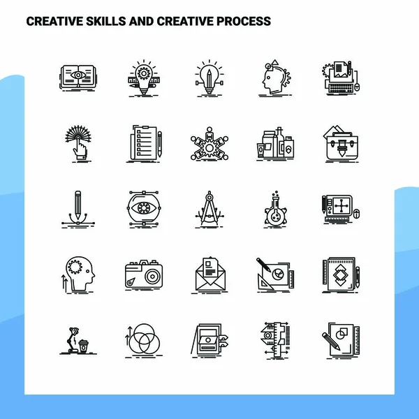 Set of Creative Skills And Creative Process Line Icon set 25 Ico — Stock Vector