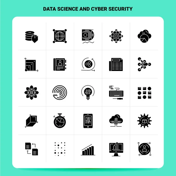 Solide 25 Daten Wissenschaft und Cyber-Sicherheit Icon-Set. Vektorglyphe — Stockvektor