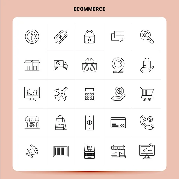 OutLine 25 Ecommerce Icon set. Vector Line Style Design Black Ic — 스톡 벡터