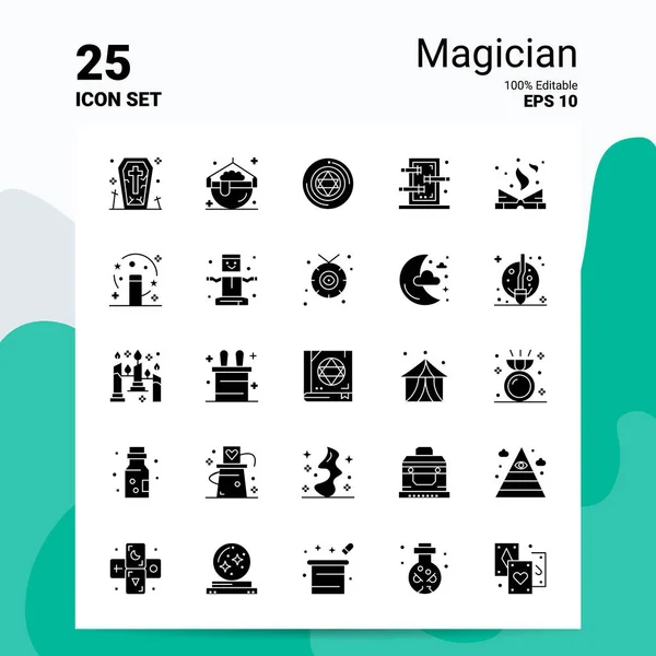 25 Магический набор икон. 100% редактируемый EPS 10 файлов. Логотип — стоковый вектор