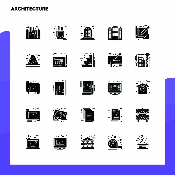 Conjunto de ícones de arquitetura 25. Ilustração do vetor do ícone do glifo sólido T — Vetor de Stock