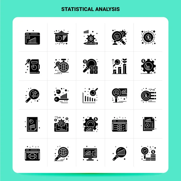Solid 25 İstatistik Analiz Simgesi seti. Vektör Kabartma Biçimi Tasarımı