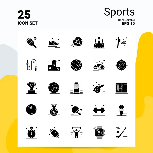 25 Set de iconos deportivos. Archivos EPS 10 100% editables. Logo del negocio Co — Vector de stock