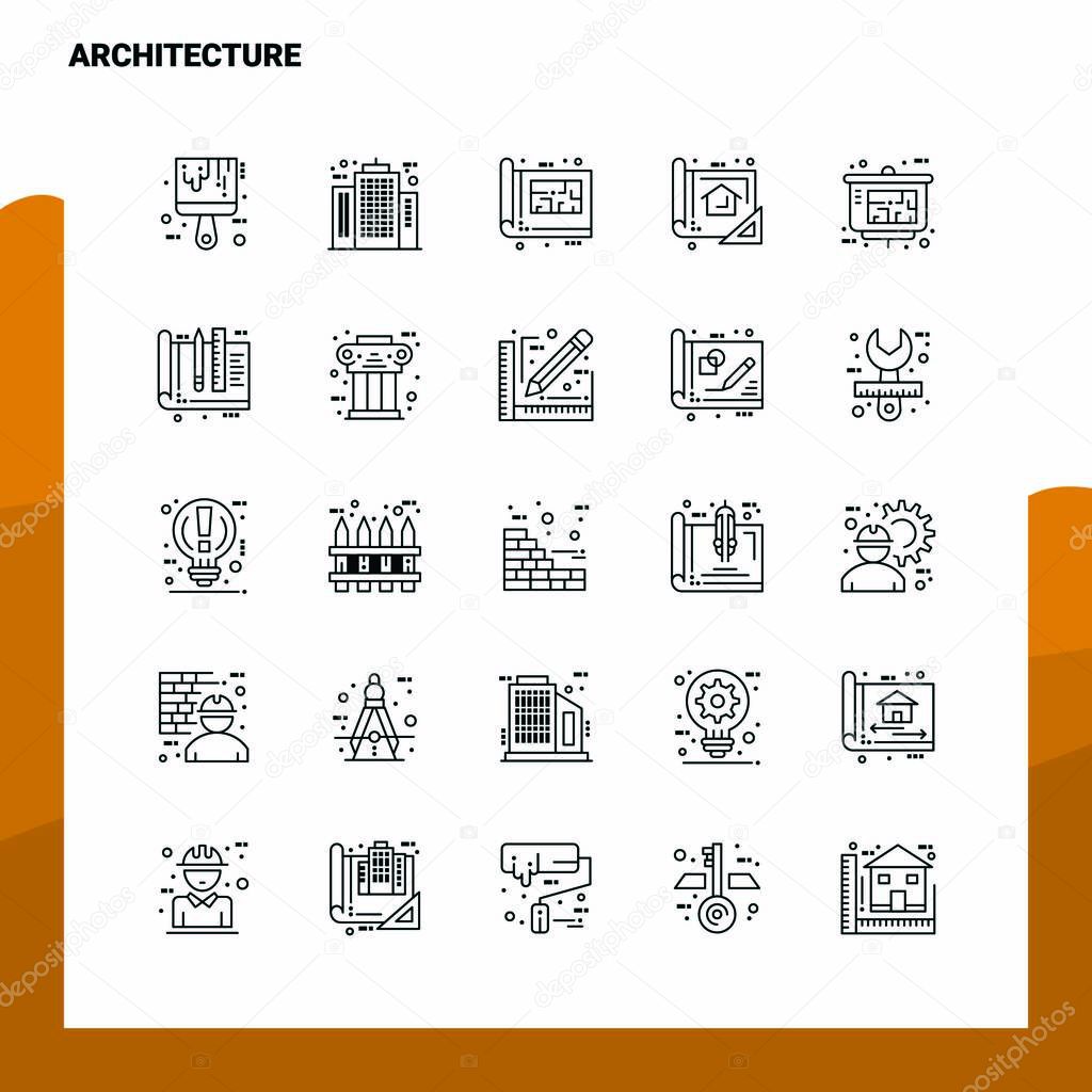 Set of Architecture Line Icon set 25 Icons. Vector Minimalism St