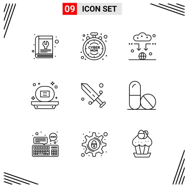 Conjunto Iconos Creativos Universales Simplemente Vector Ilustraciones Para Aplicaciones Web — Archivo Imágenes Vectoriales