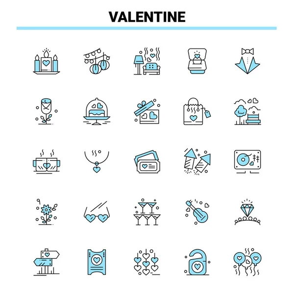 Valentine Black Blue Icon Set Креативный Дизайн Икон Логотип — стоковый вектор